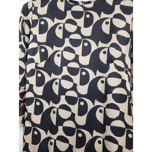 NWT Farm Rio x Anthropologie Geo Toucan Mini Dress Sz S White/Black #G5402 - Picture 4 of 12